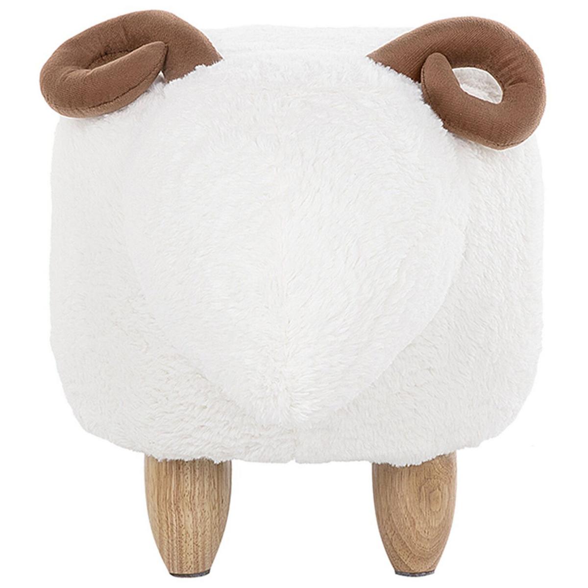 TIERHOCKER Lamb 34/61/36 cm - Weiß, Kunststoff/Textil (61/36/34cm) - Beliani