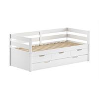 KOJENBETT Kelda 90x200 mit Bettschublade Kiefer Massivholz Weiß - Weiß, Holz (90/200cm) - 58aufmkessel
