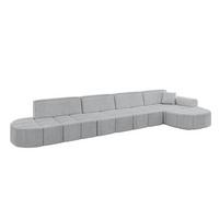 ECKSOFA Ottomane Rechts LIVO-L3 - 422x173x79,5 cm Grau - Grau, Holzwerkstoff/Textil (422/173cm) - ALTDECOR