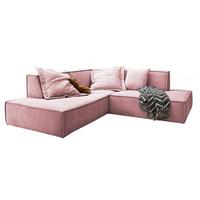 ECKSOFA SAMU Pink Webstoff - Schwarz/Rosa, Textil (226/224cm) - KAWOLA