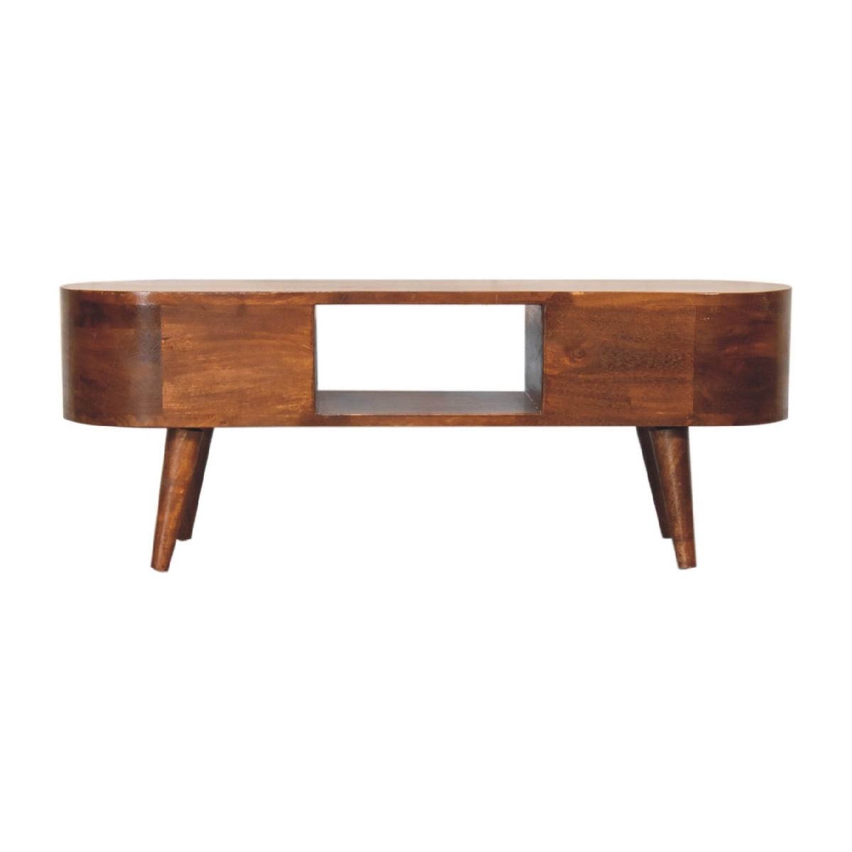 MEDIENANLAGE Runde Offene Lagerung, 2 Schubladen, im Kastanienholz-Finish, Beige - Messingfarben/Braun, Holz/Metall (30/100/37cm) - Artisan Furniture