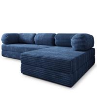 ECKSOFA ETERA modulares Boneless Sofa mit Schlaffunktion Blau Kordstoff - Blau, Textil (270/160cm) - MASSENO
