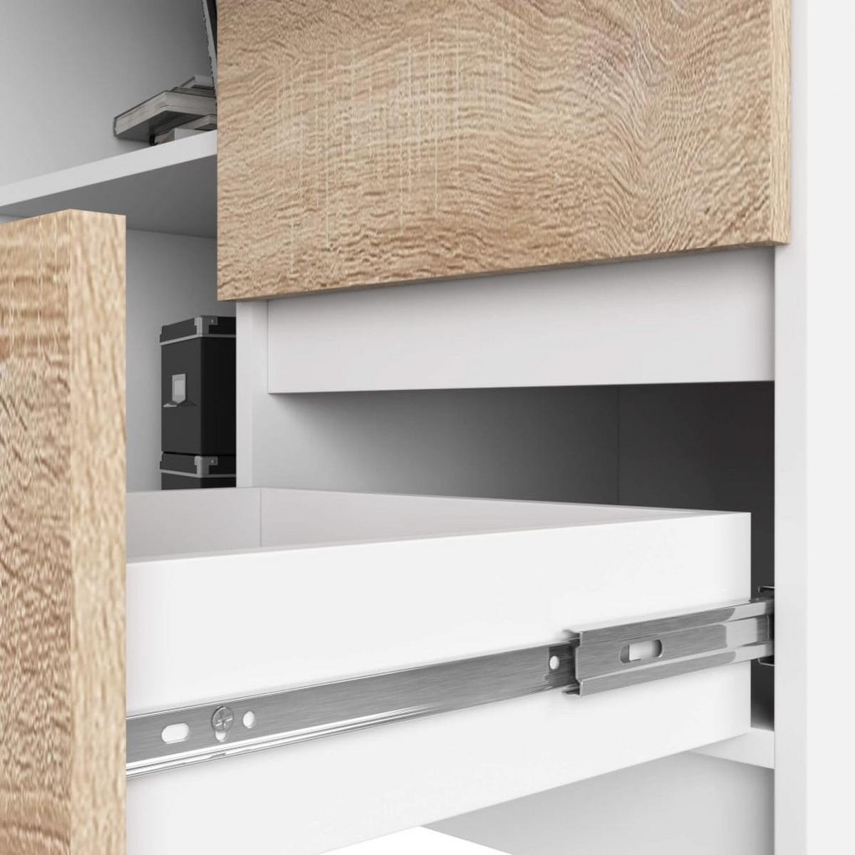 SCHREIBTISCH Weiß, Eiche Sonoma 77/124/85 - Weiß, Holzwerkstoff (124/85/77cm) - RAUMHIRSCH FURNITURE
