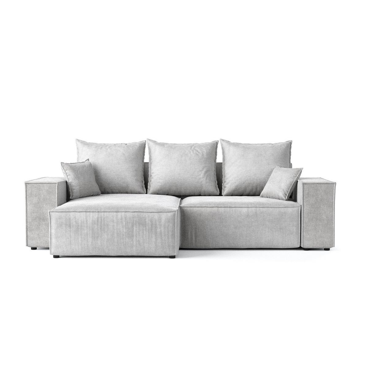 ECKSOFA SENSO mit Schlaffunktion Hellgrau im Wind Stoff - Hellgrau/Schwarz, Holz/Holzwerkstoff (255/148cm) - AltaBeds