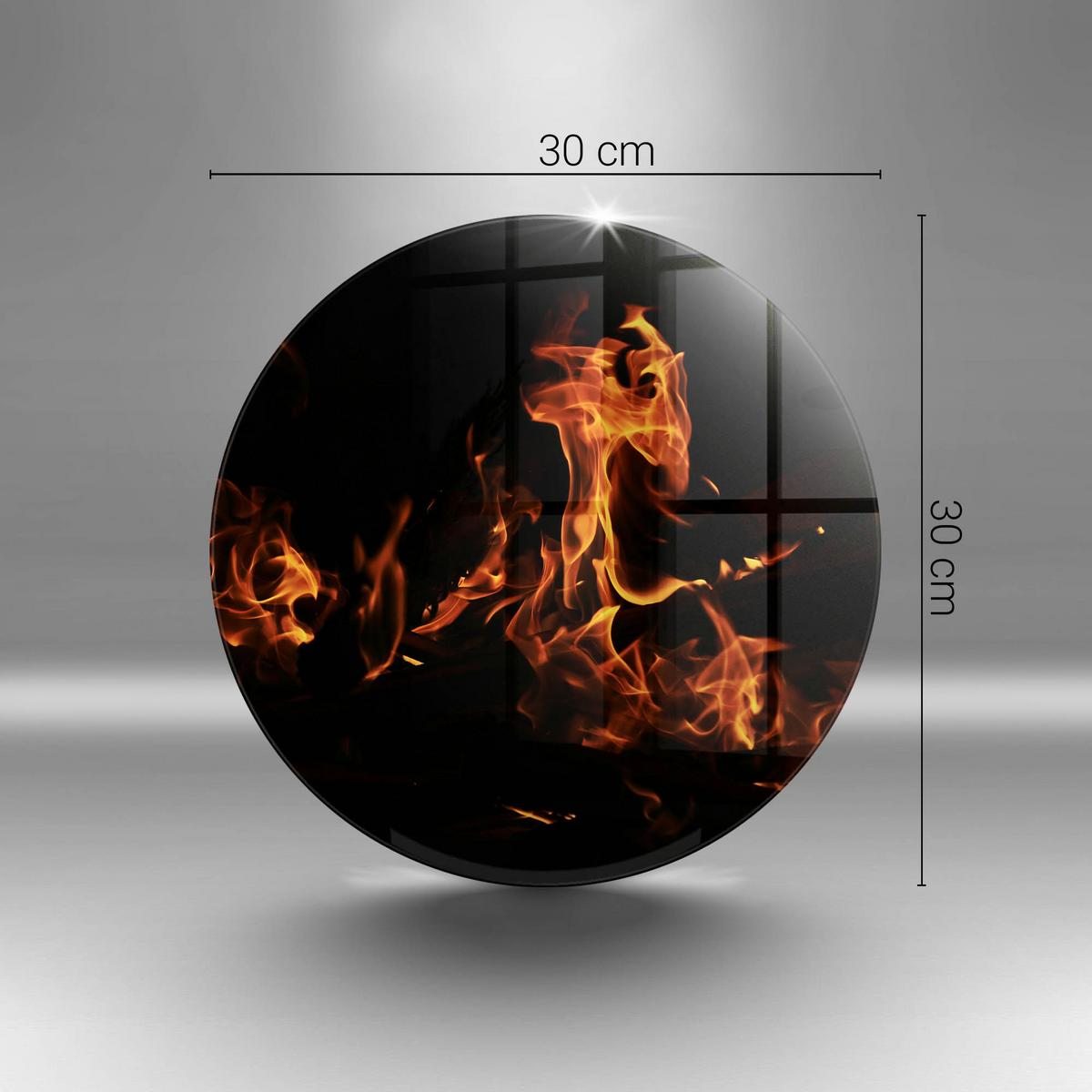 GLASPLATTE Ø 30 cm Feuerflamme - Schwarz, Glas (30/30cm) - Wallfluent