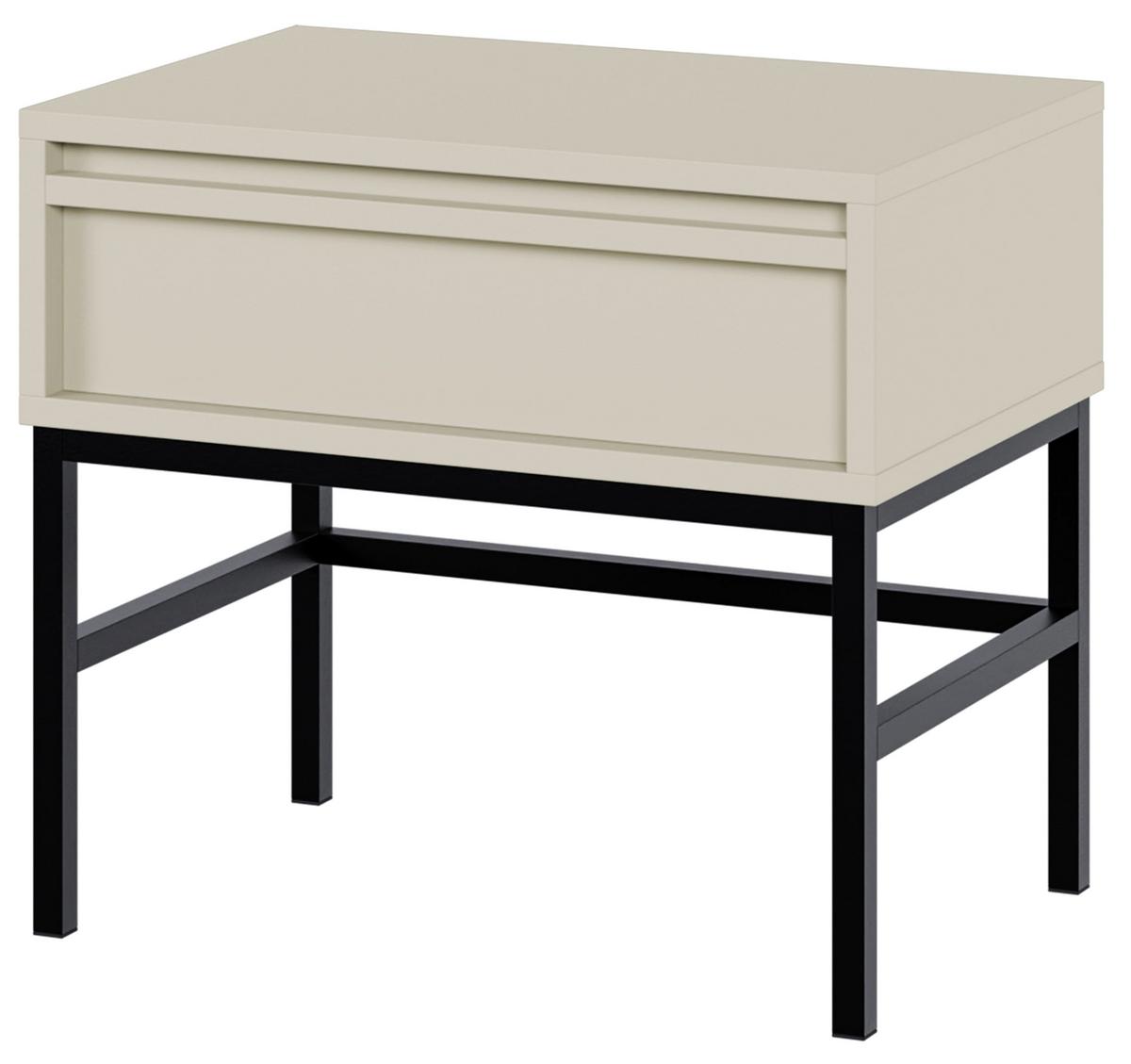 NACHTSCHRANK Evo Graubeige mit Metallgestell 50 cm - Greige/Schwarz, Holzwerkstoff/Metall (50/44/34cm) - Selsey