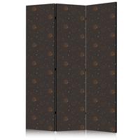 PARAVENT Einseitig Bedruckter 3-tlg 135x172 cm Sonnen Sterne Boho - Braun, Holz/Textil (135/172/3cm) - Muralo