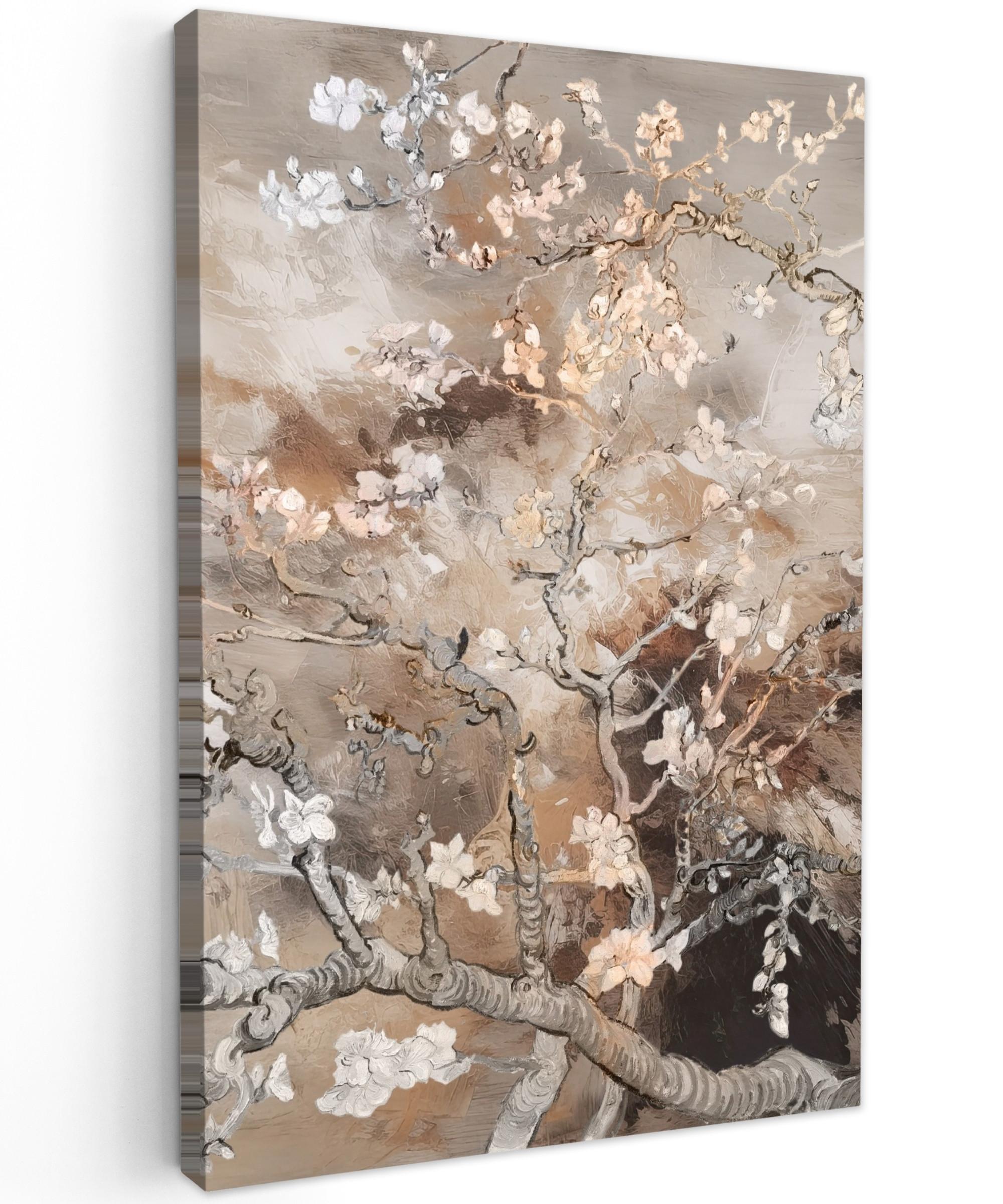 LEINWANDBILD Mandelblüte - Kunst - Van Gogh - Beige - Abstrakt Deko Groß 90x140 cm - Braun, Textil (90/140cm) - MuchoWow