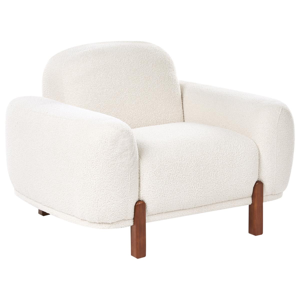 SESSEL Bouclé Weiß Odnes - Dunkelbraun, Textil (110/81/90cm) - Beliani