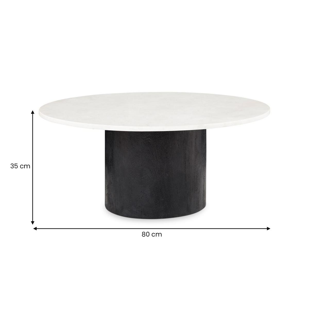 COUCHTISCH GANGA weiß/schwarz - Schwarz/Weiß, Holz/Naturmaterialen (80/80/35cm) - IDIMEX