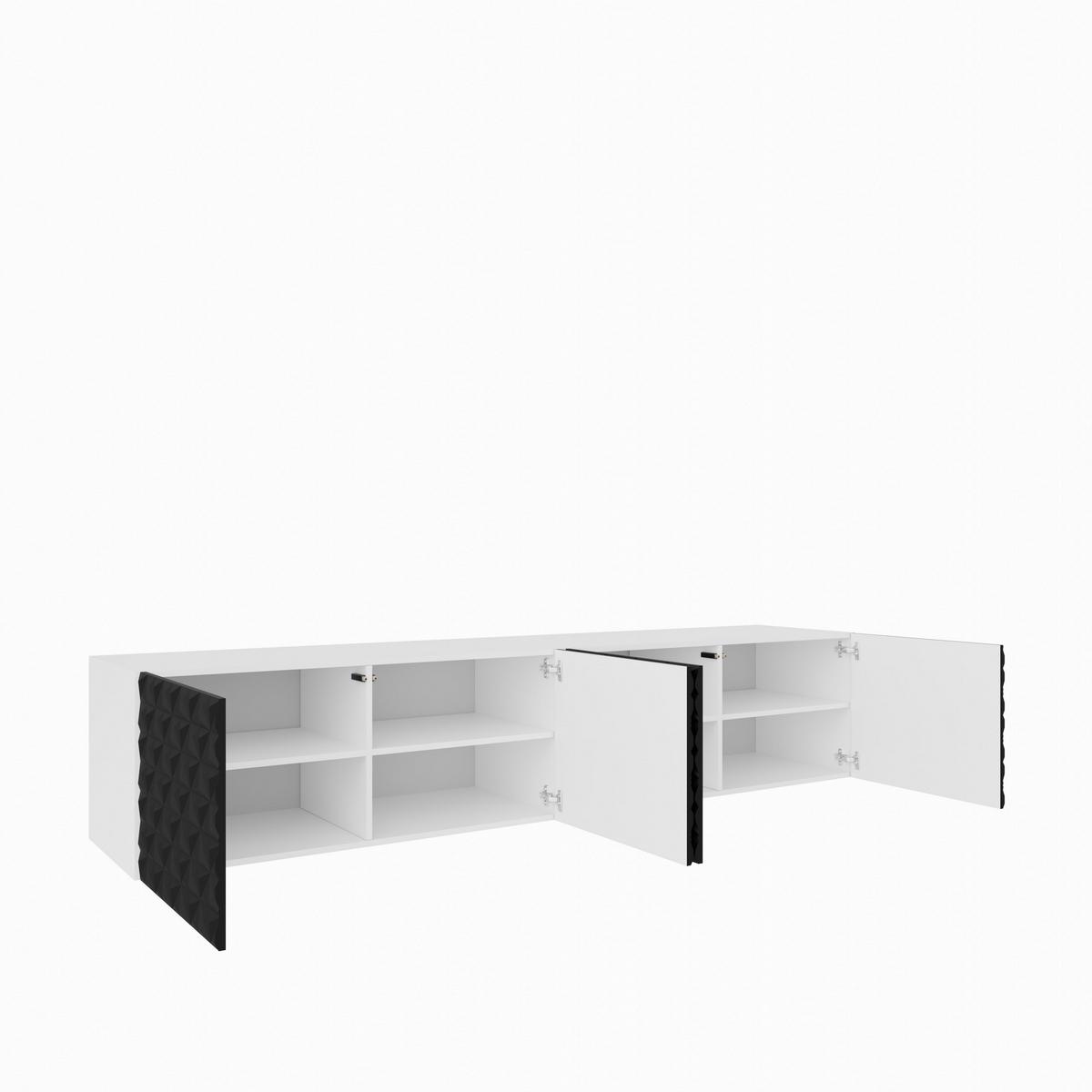 LOWBOARD ROVA 200/41/40 cm, Hängender TV-Schrank Weiß / Schwarz - Schwarz/Weiß, Holzwerkstoff (200/41/40cm) - MASSENO