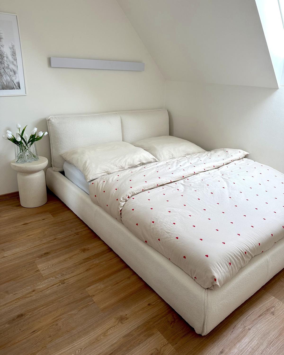 BETT mit Lattenrost 160/200 cm Weiß Vinay - Weiß, Textil (160/200cm) - Beliani