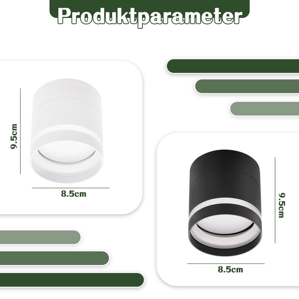 AUFBAULEUCHTE Achim II 8.5/8.5/9.5cm - Weiß, Metall (8.5/8.5/9.5cm) - Nettlife