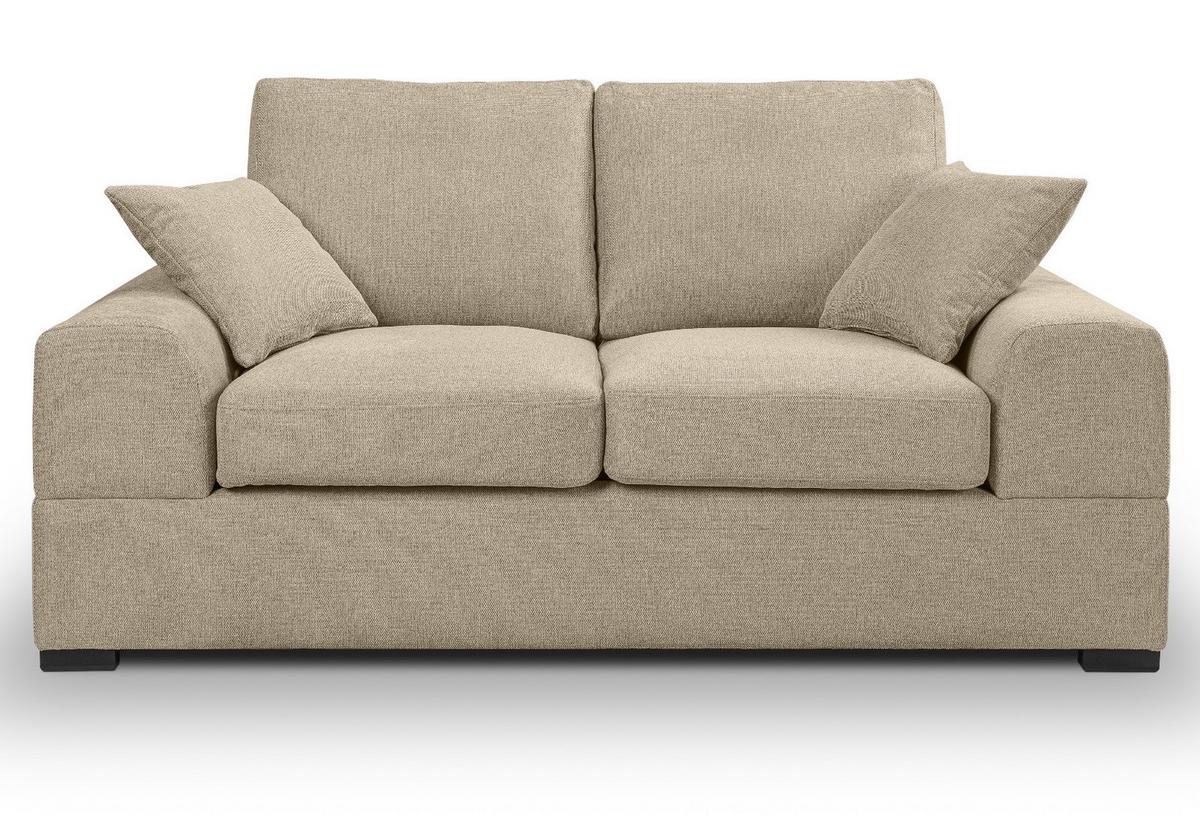 SOFA beige Strukturstoff, Couch 2-Sitzer 182 cm mit Premium Kaltschaum - Beige/Schwarz, Holz/Textil (182/90/93cm) - Inn.Furn