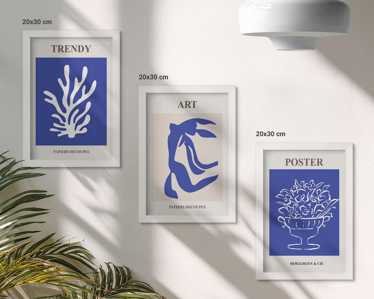 BILDER SET 3er Set - 20x30 cm Weißer Rahmen - Matisses abstrakte Plakate - Weiß, Kunststoff (20/30cm) - TULUP