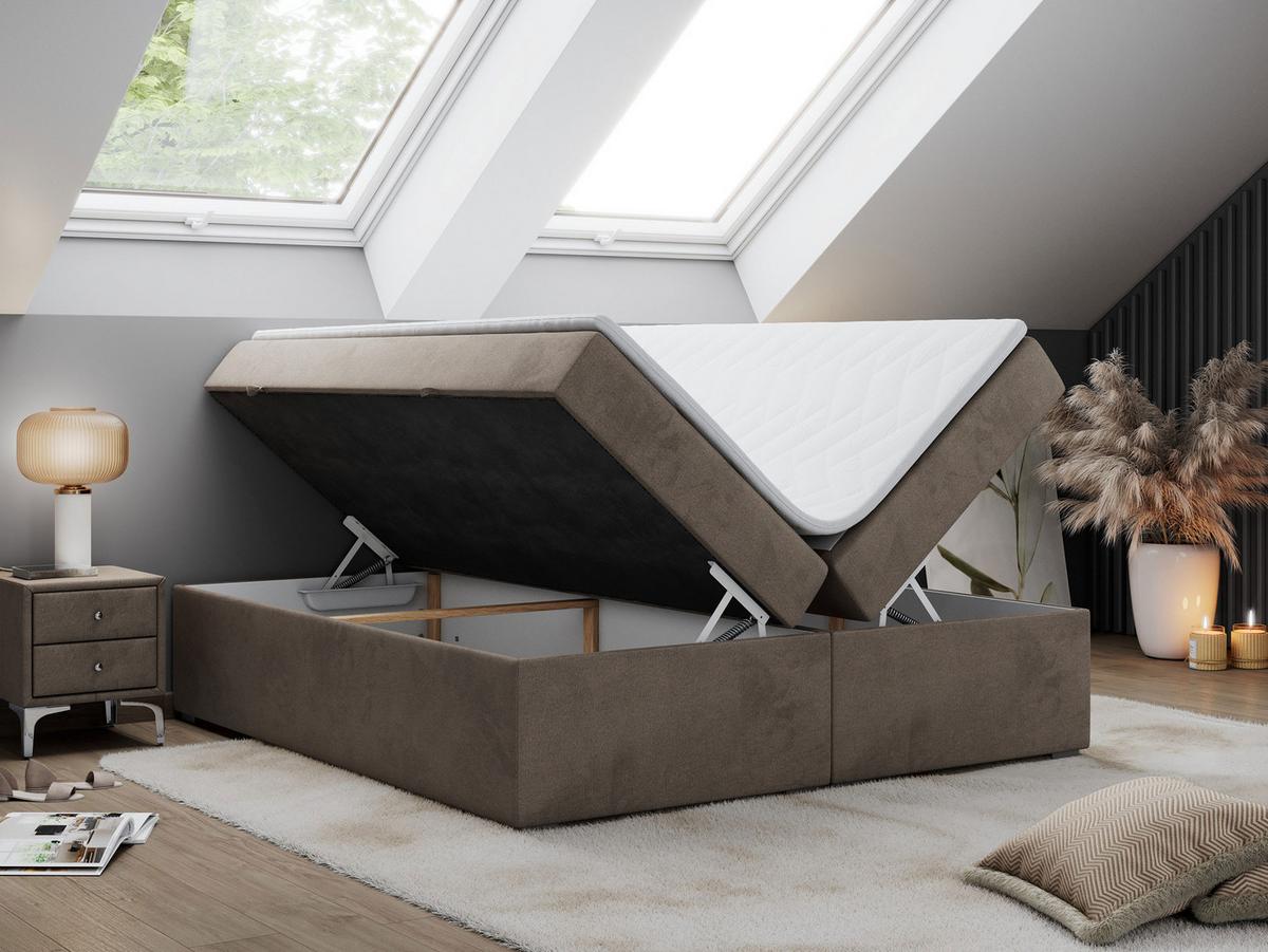 BOXBETT BESS 200/200 Braun Velvet - H4 - Braun, Holz/Textil (200/200cm) - MKS