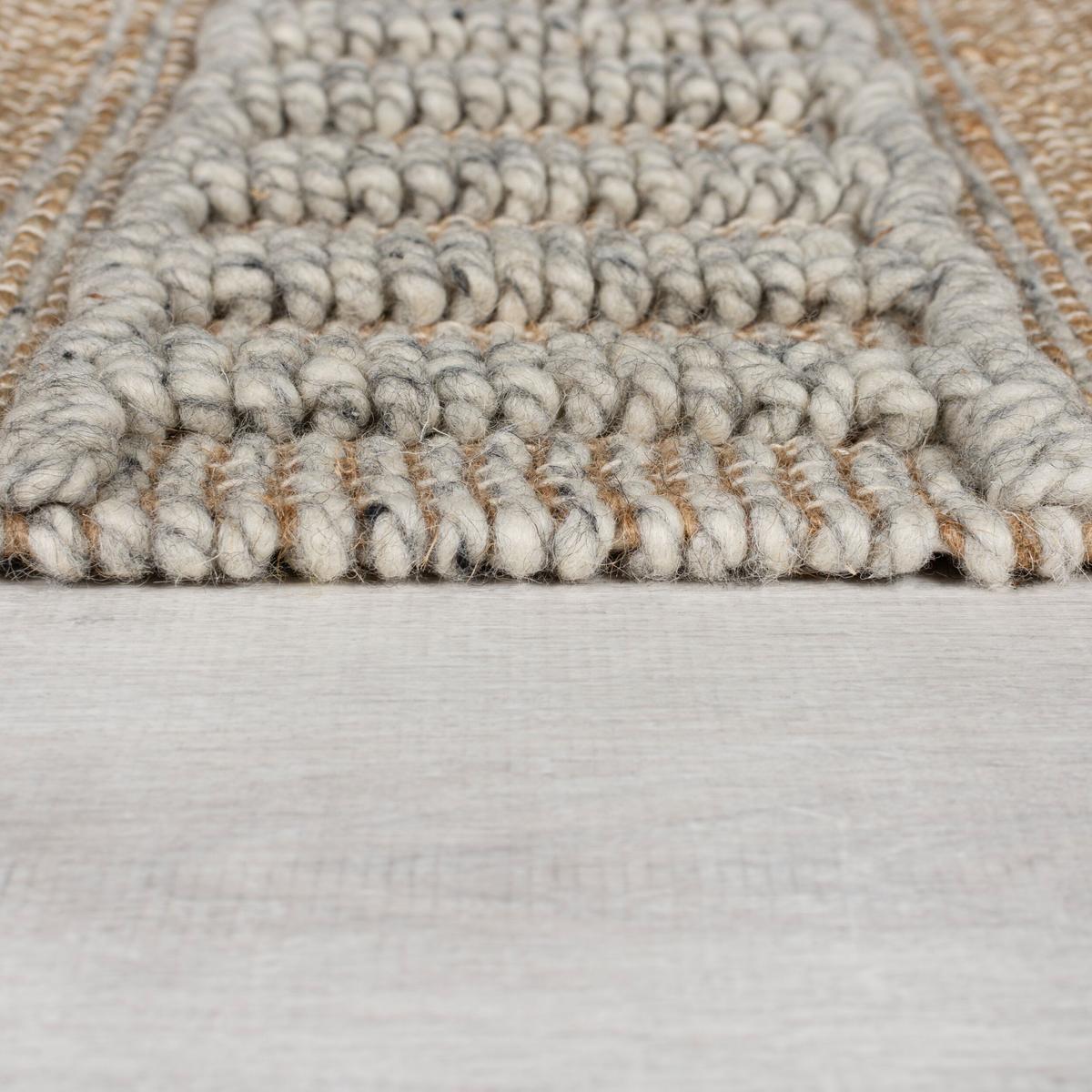 JUTETEPPICH handgewebt mit Fransen WHARFE, im Ethno-Stil, Natur-Grau, 60 x 230 cm - Grau, Textil (230/60cm) - KADIMA DESIGN