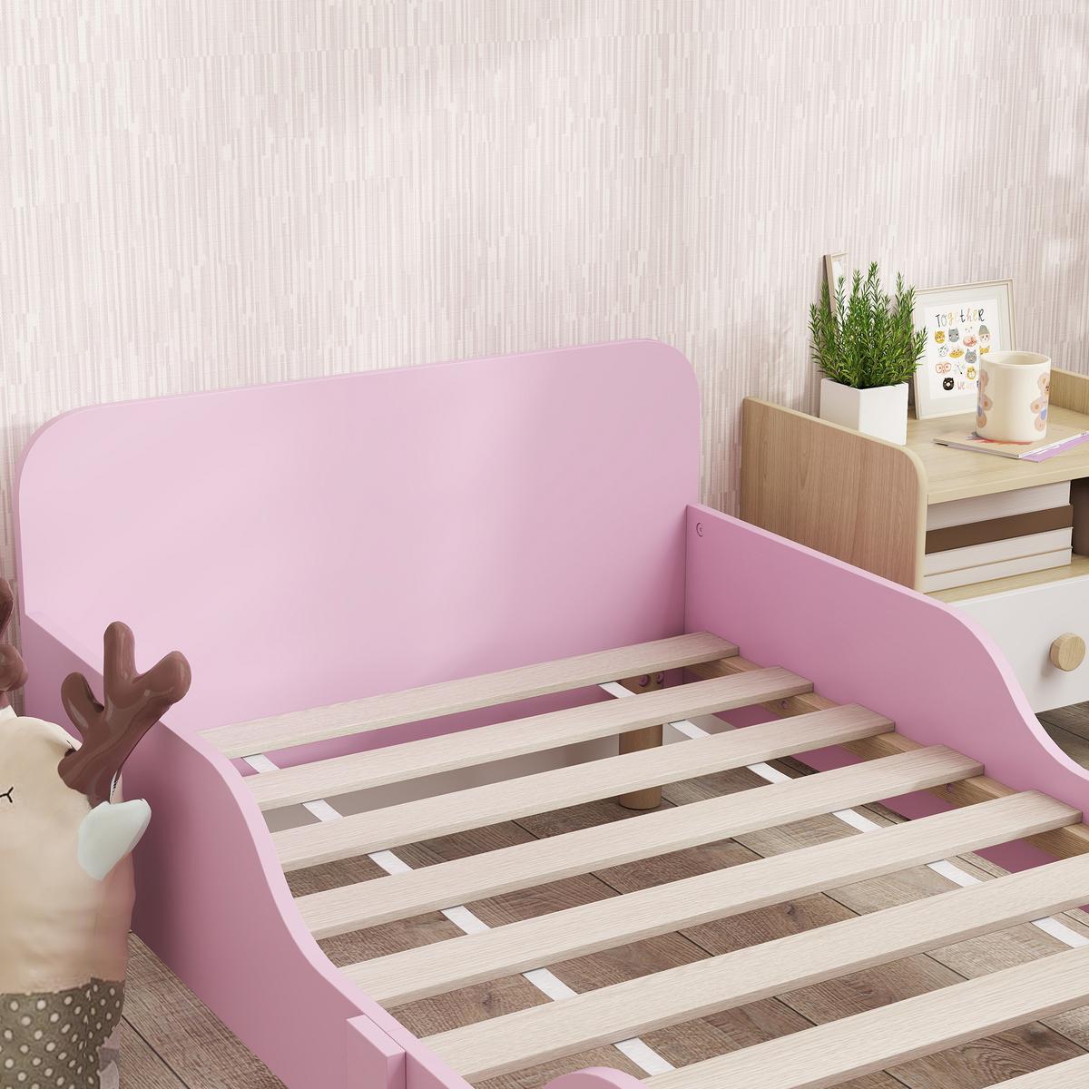 KINDERBETT MDF Kiefernholz Rosa - Rosa/Naturfarben, Holzwerkstoff (70/140cm) - AIYAPLAY