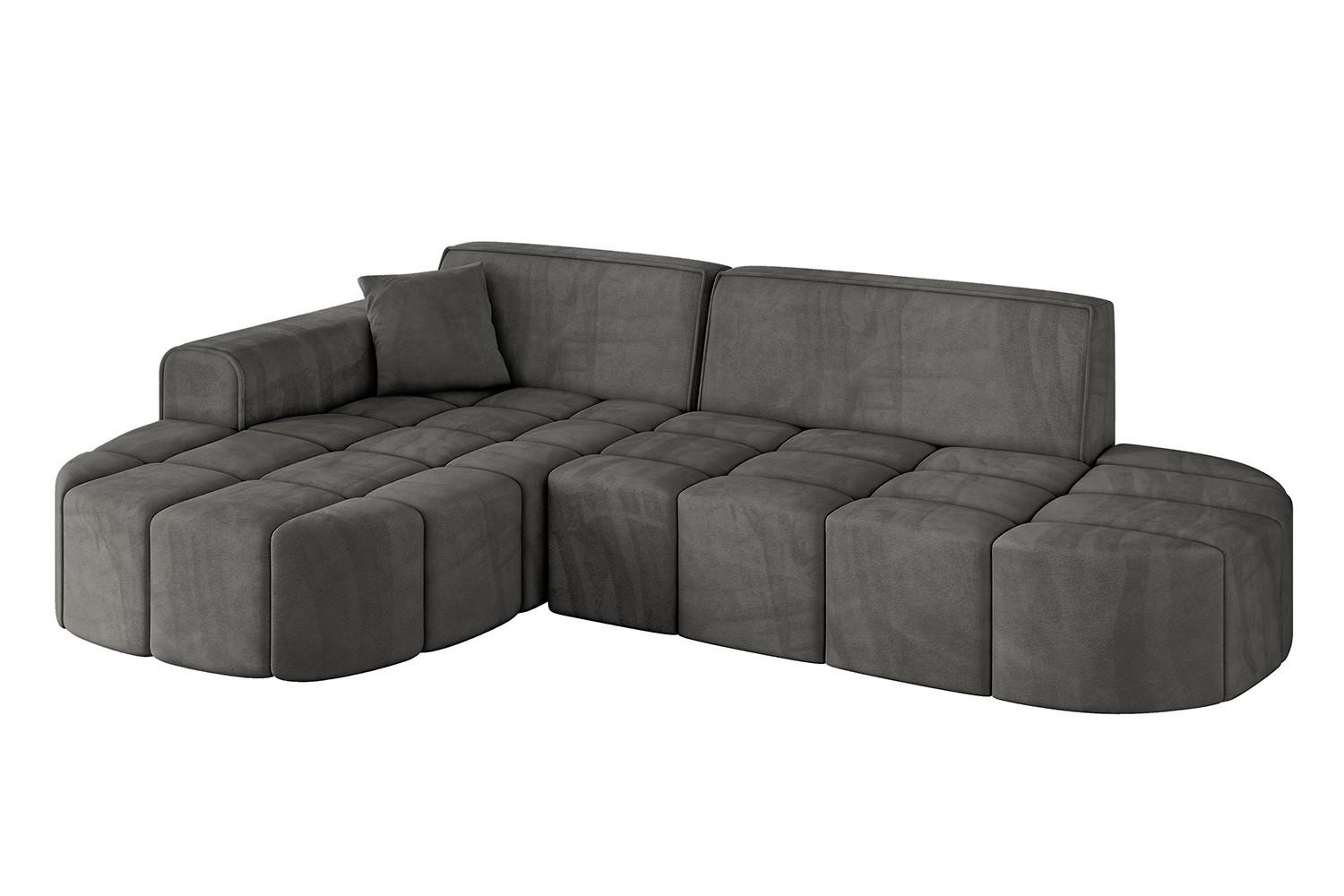 ECKSOFA Ottomane Links LIVO-L1 - 252x173x79,5 cm Dunkelgrau - Dunkelgrau, Holzwerkstoff/Textil (252/173cm) - ALTDECOR