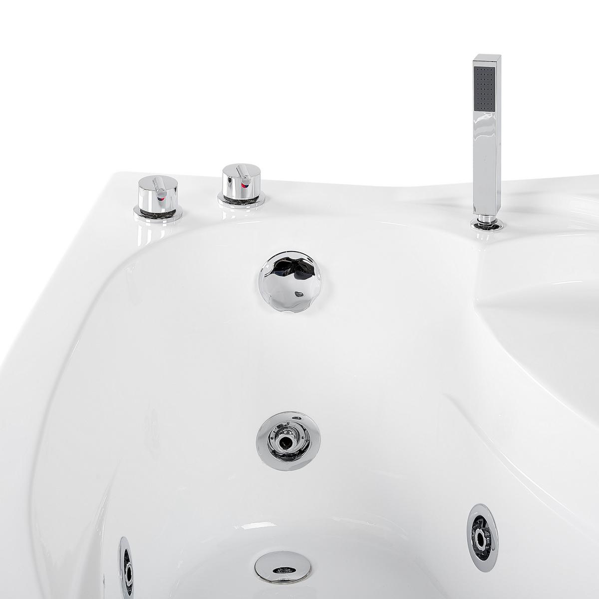 WHIRLPOOL-BADEWANNE mit LED 100x150x80 cm weiß Neiva - Weiß, Kunststoff (100/80/150cm) - Beliani