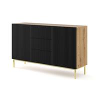 KOMMODE Artisan Eiche, Schwarz, Gold 150/87/42 - Schwarz, Holzwerkstoff (150/87/42cm) - RAUMHIRSCH FURNITURE