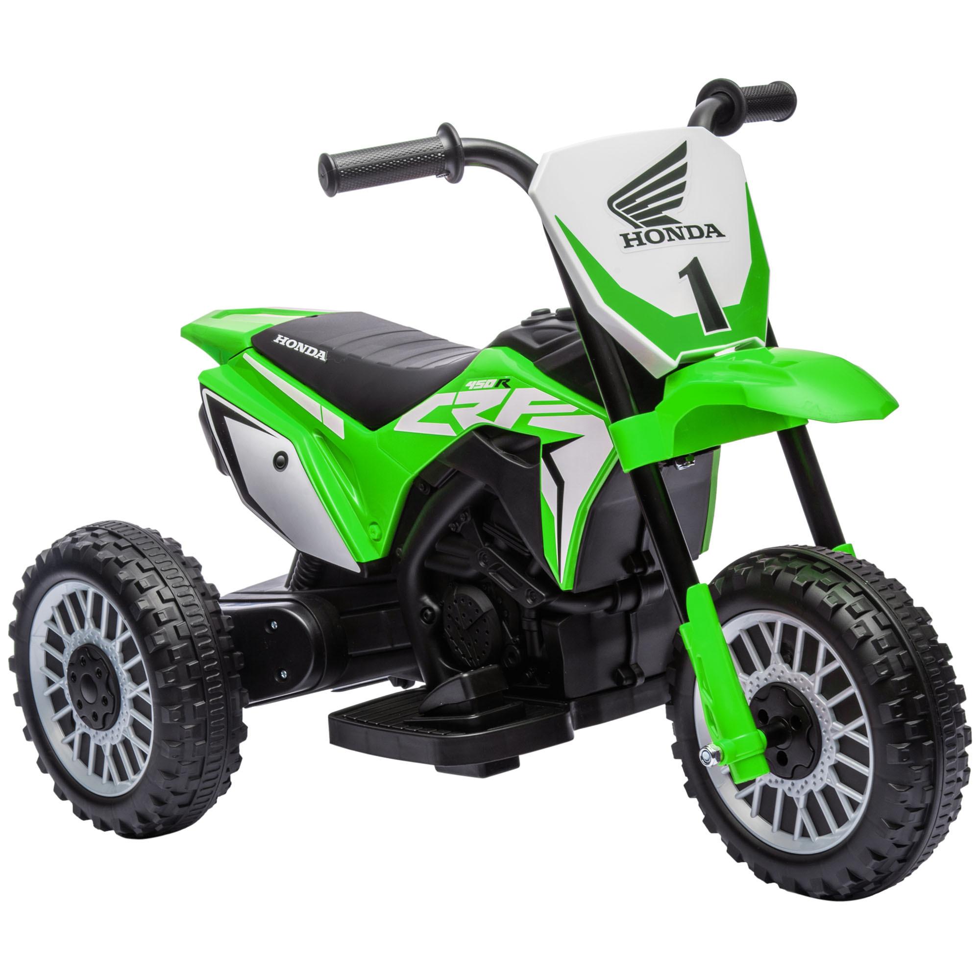 ELEKTRO-MOTORRAD mit Hupe, Musik 6V Grün - Grün, Metall (71/40.5/43.5cm) - HOMCOM