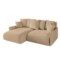 ECKSOFA Ottomane links ONESK-L-v1 216x177x72 Grün Velours - Beige, Holzwerkstoff/Kunststoff (216/177cm) - ALTDECOR