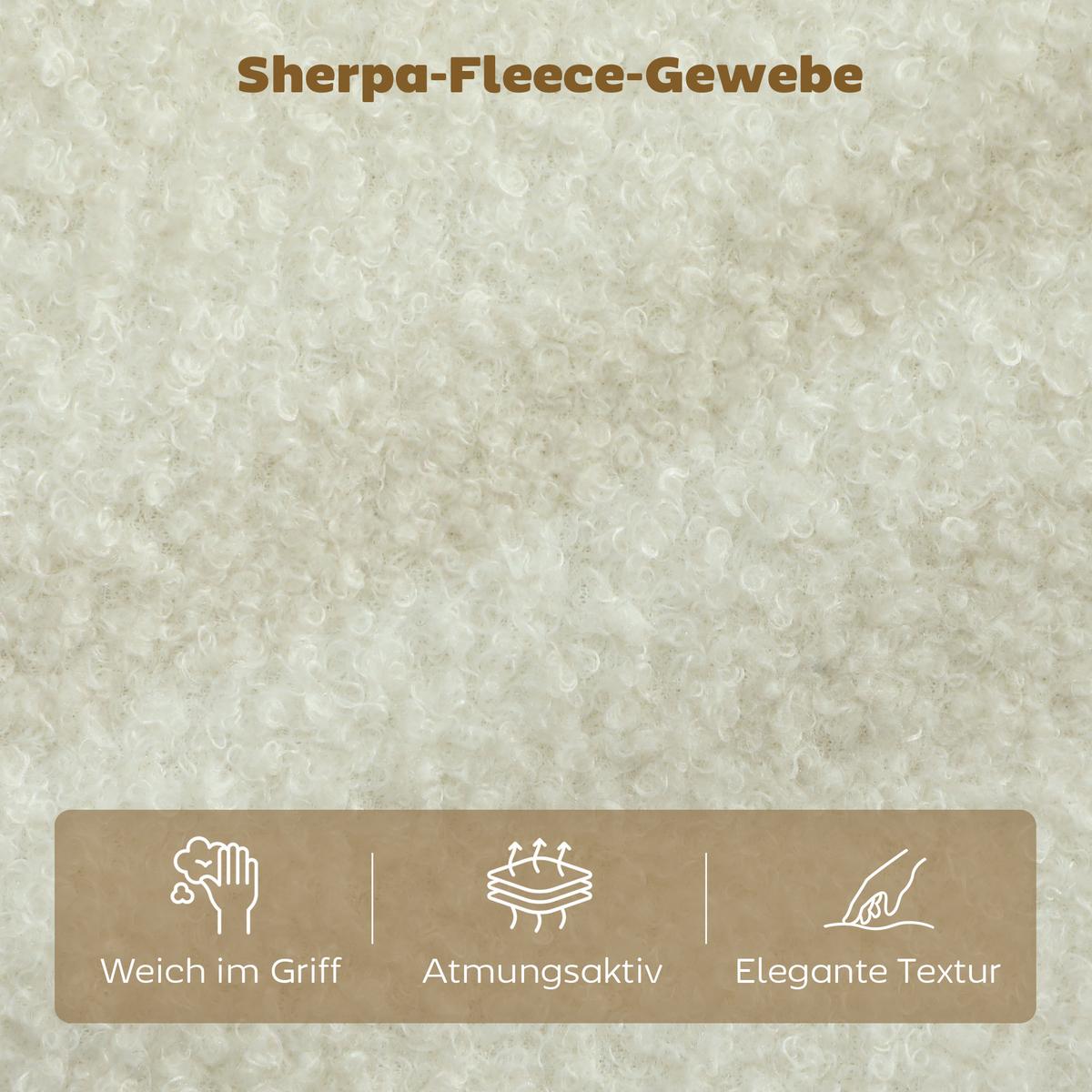 SOFA Polyester Eukalyptusholz Cremeweiß - Eukalyptusholzfarben/Creme, Holz/Textil (69/82/137cm) - HOMCOM