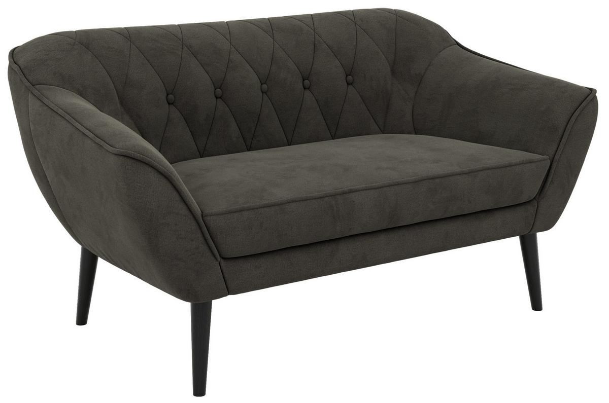 2-SITZER-SOFA PIRS - Dunkelgrau Velvet - Schwarze Beine - Dunkelgrau/Schwarz, Holzwerkstoff/Textil (140/75/74cm) - MKS