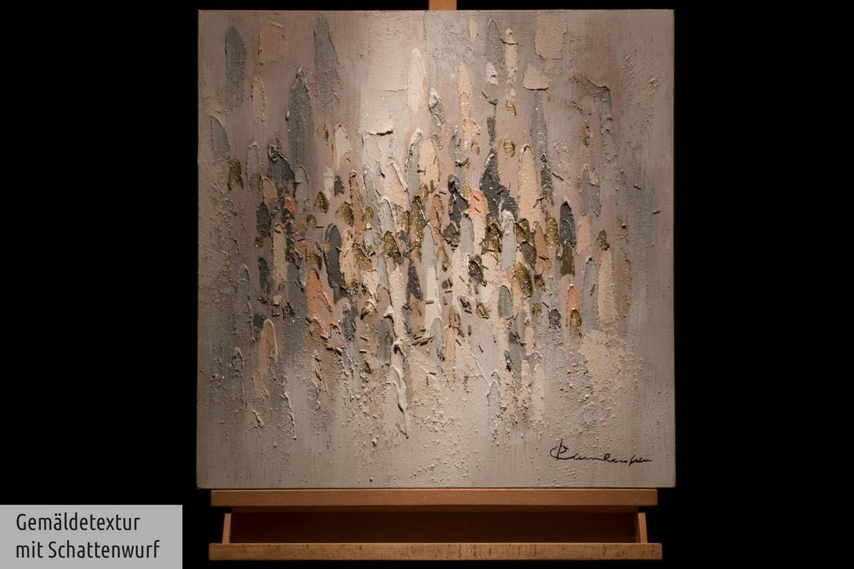 ACRYLBILD HANDGEMALT 60/60 cm - Beige/Grau, Holz/Textil (60/60cm) - KUNSTLOFT