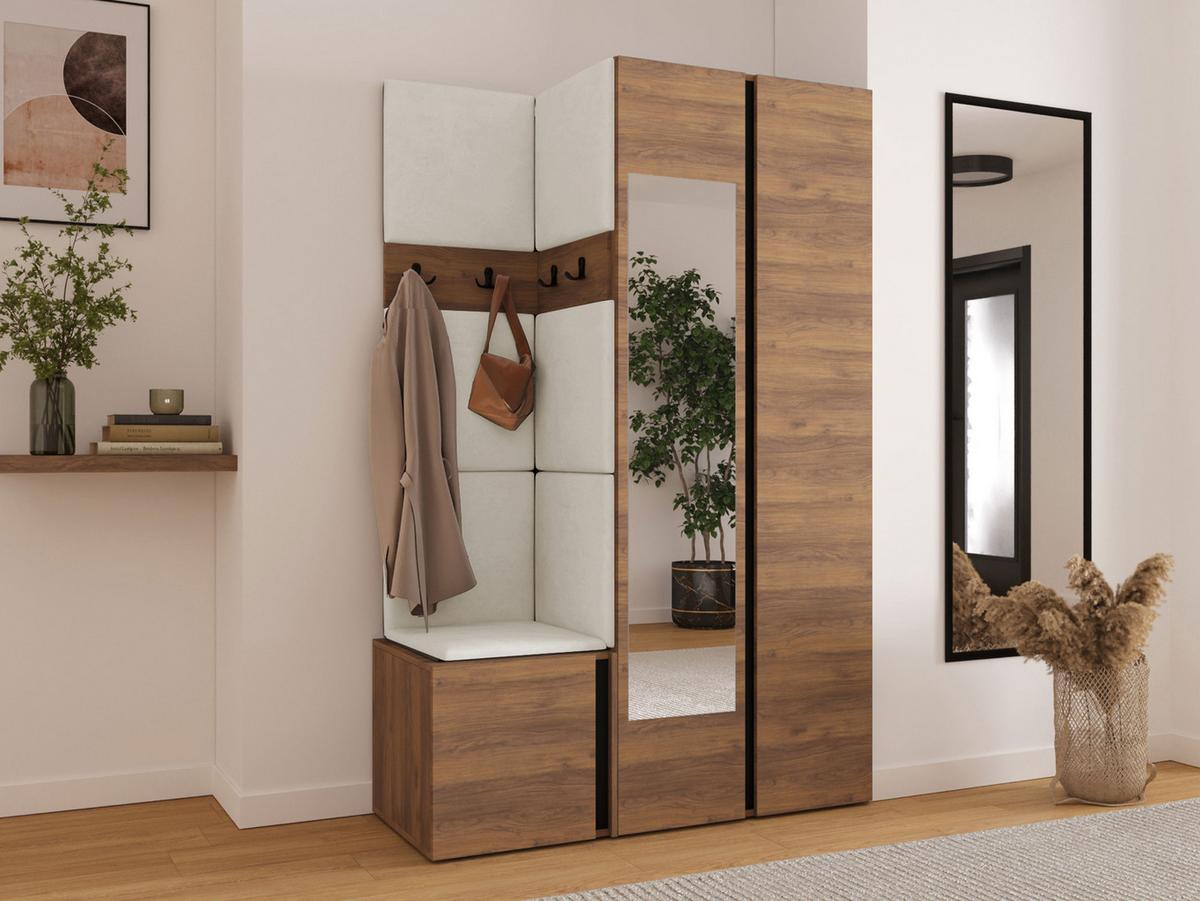 GARDEROBEN-SET Orion XXVI - Beige/Nussbaumfarben, Holzwerkstoff/Kunststoff (116/186/46cm) - MIRJAN24