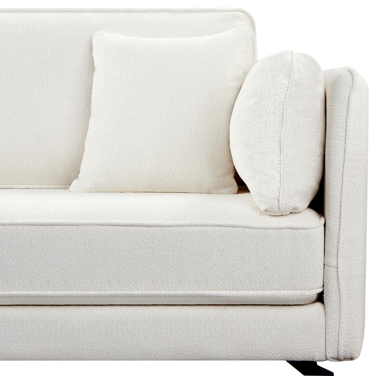 ECKSOFA 3-Sitzer Bouclé Cremeweiß rechtsseitig Altan - Creme, Textil (268/157cm) - Beliani