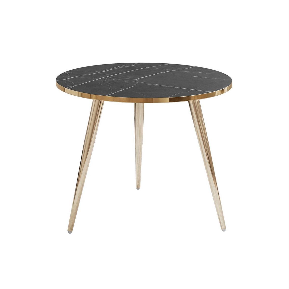 COUCHTISCH SOLEIL GOLD Schwarz Marmor, 50cm - Schwarz, Holzwerkstoff (50/50/47cm) - Lookway