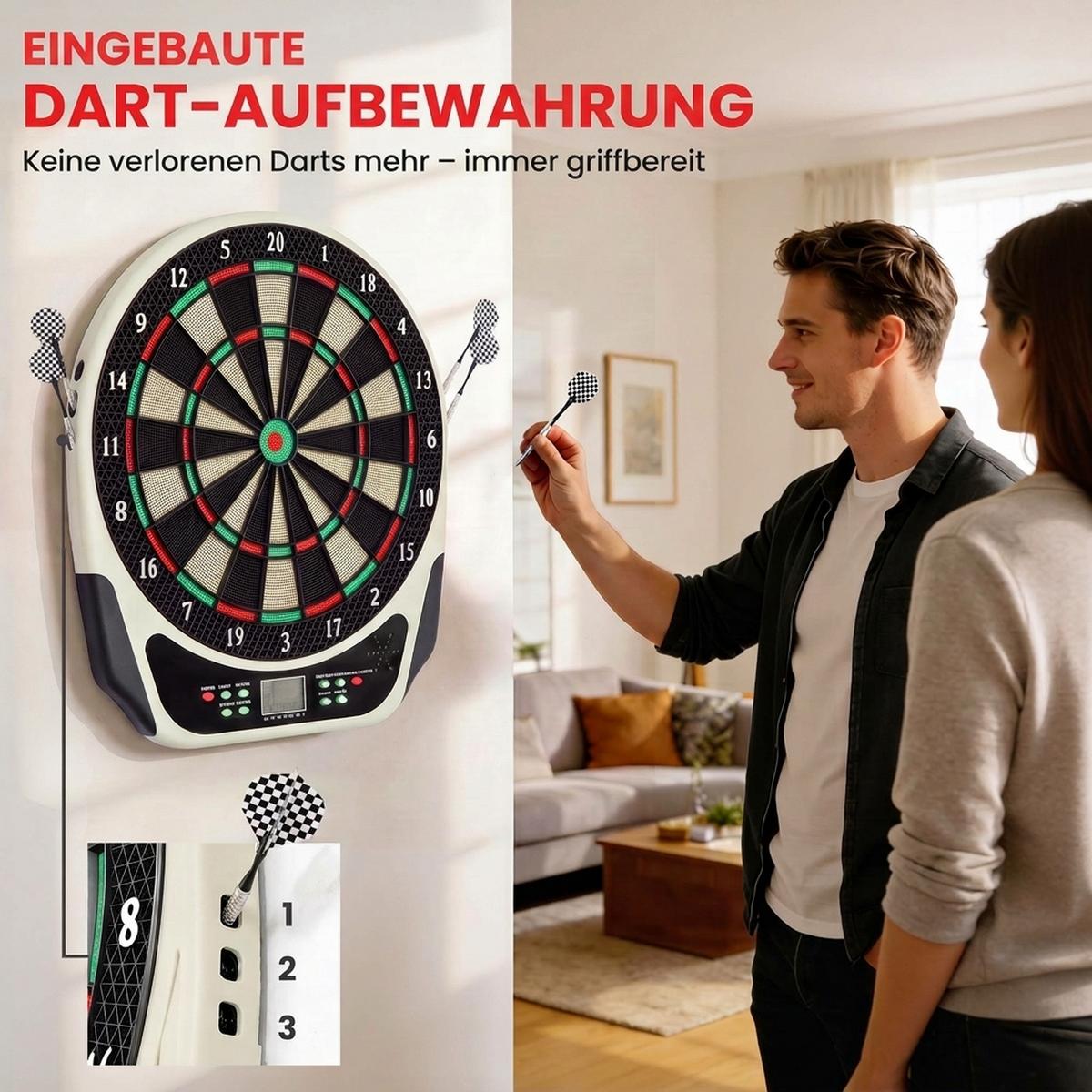 ELEKTRONISCHE Dartscheibe - Schwarz, Kunststoff (50/44cm) - HOMCOM