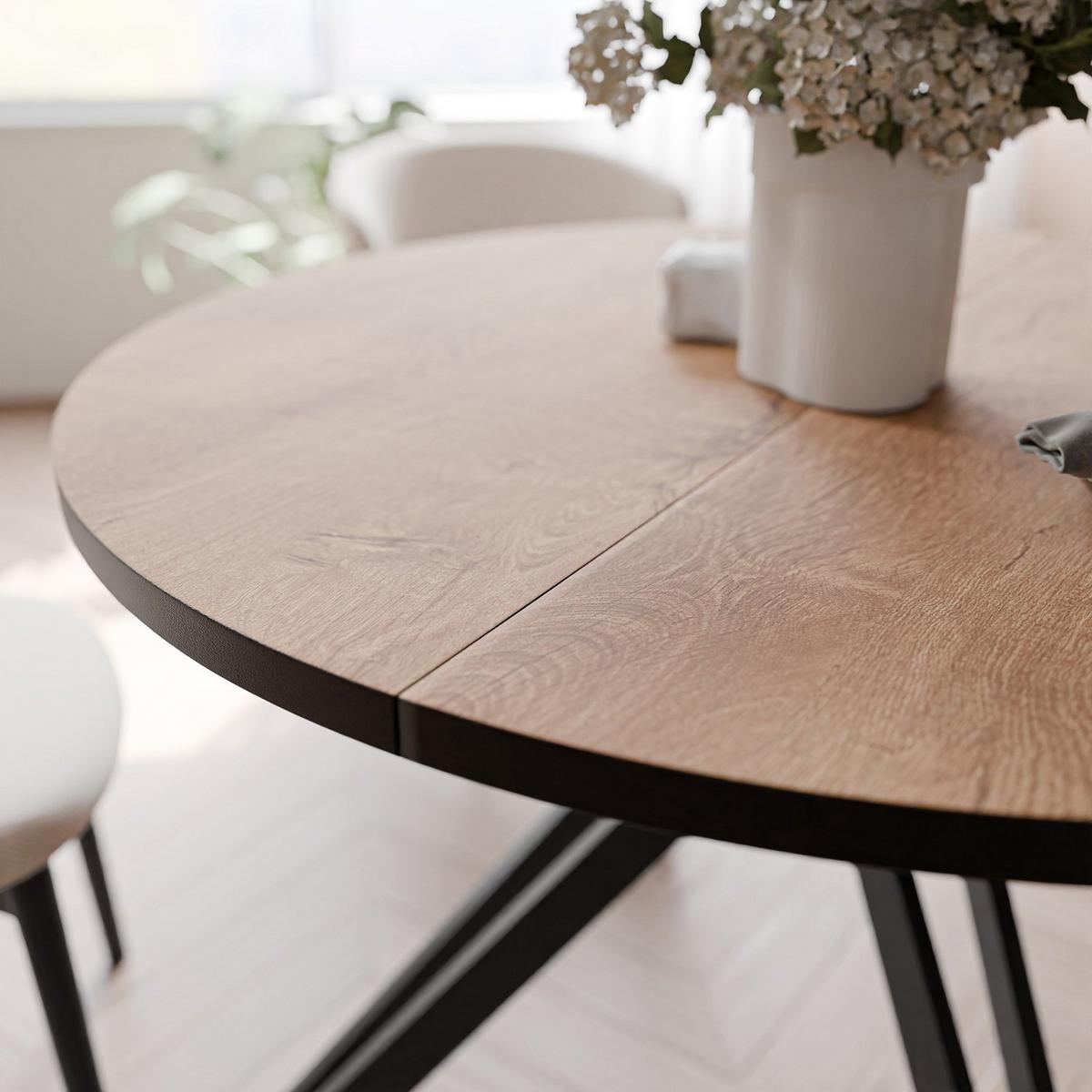 ESSTISCH ausziehbar aus MDF, Braun - Dunkelbraun/Schwarz, Holzwerkstoff (120/120/76cm) - Idohome