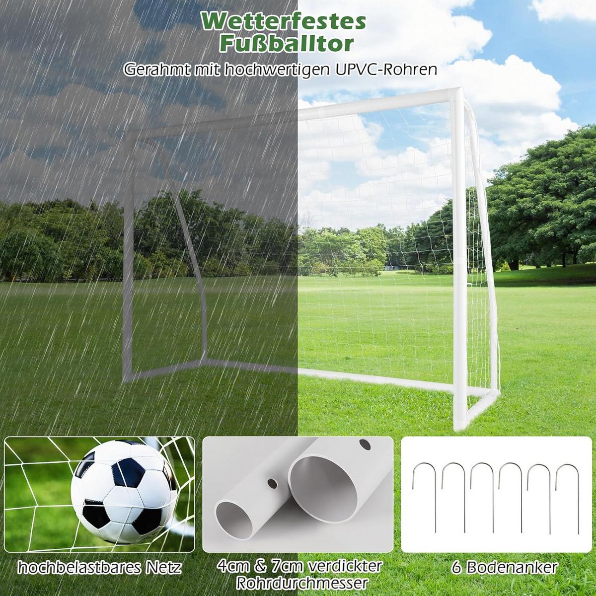 FUBBALLTOR Weiß - Weiß, Kunststoff (245/182/90cm) - COSTWAY