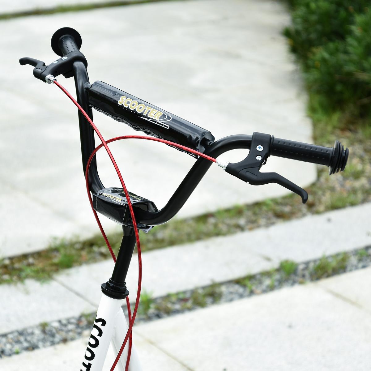 TRETROLLER Scooter Cityroller Kinder Luftreifen Roller verstellbar Alu Weiß - Weiß, Metall (139/58/96cm) - HOMCOM