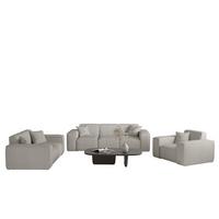 SOFASET Celes Premium 3-2-1 Stoff Scala - Hellgrau, Holzwerkstoff/Textil (225/73/88cm) - Fun Möbel