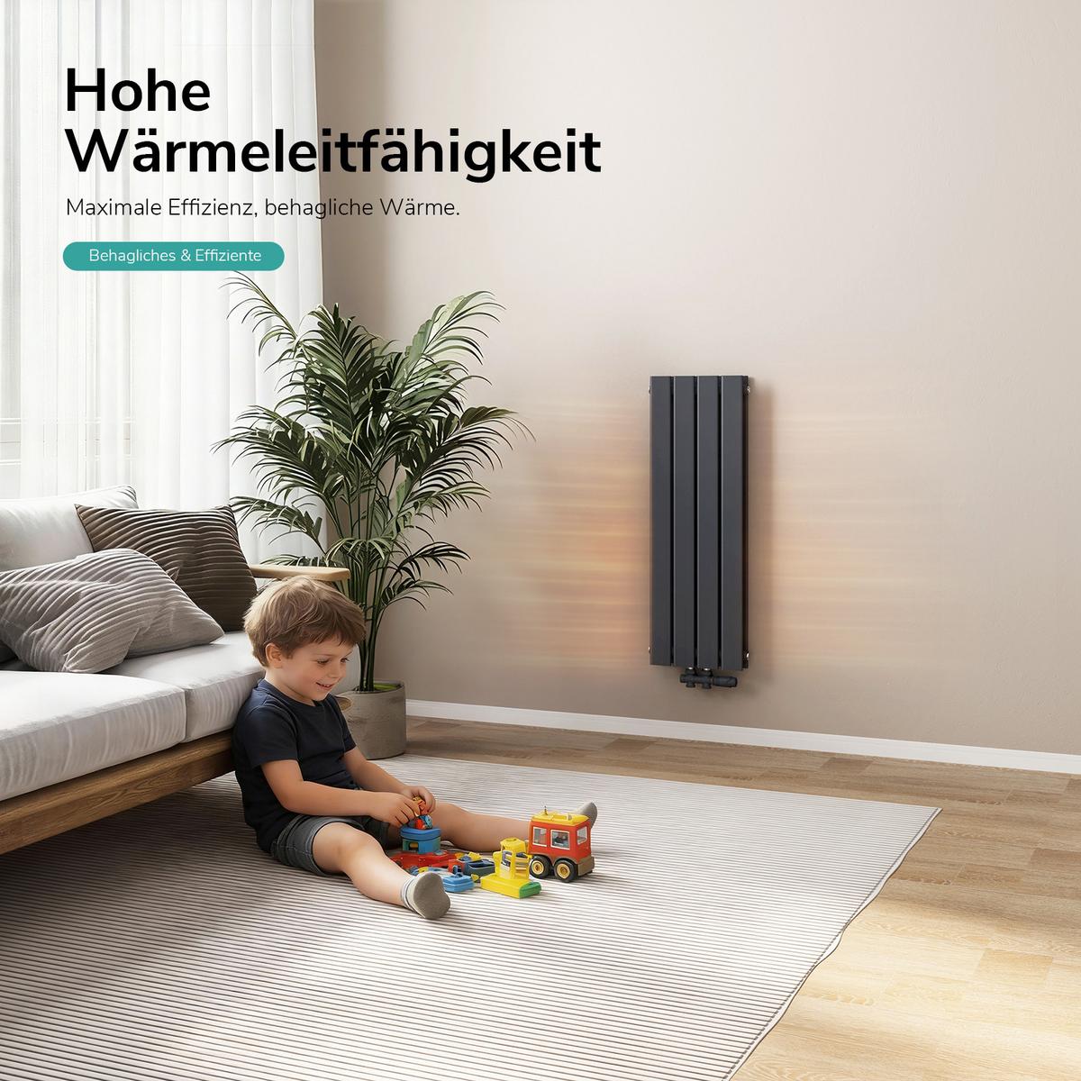 HEIZKÖRPER Flachheizkörper Anthrazit 90/30/6,6 cm - Anthrazit, Metall (30/90/6.3cm) - EMKE