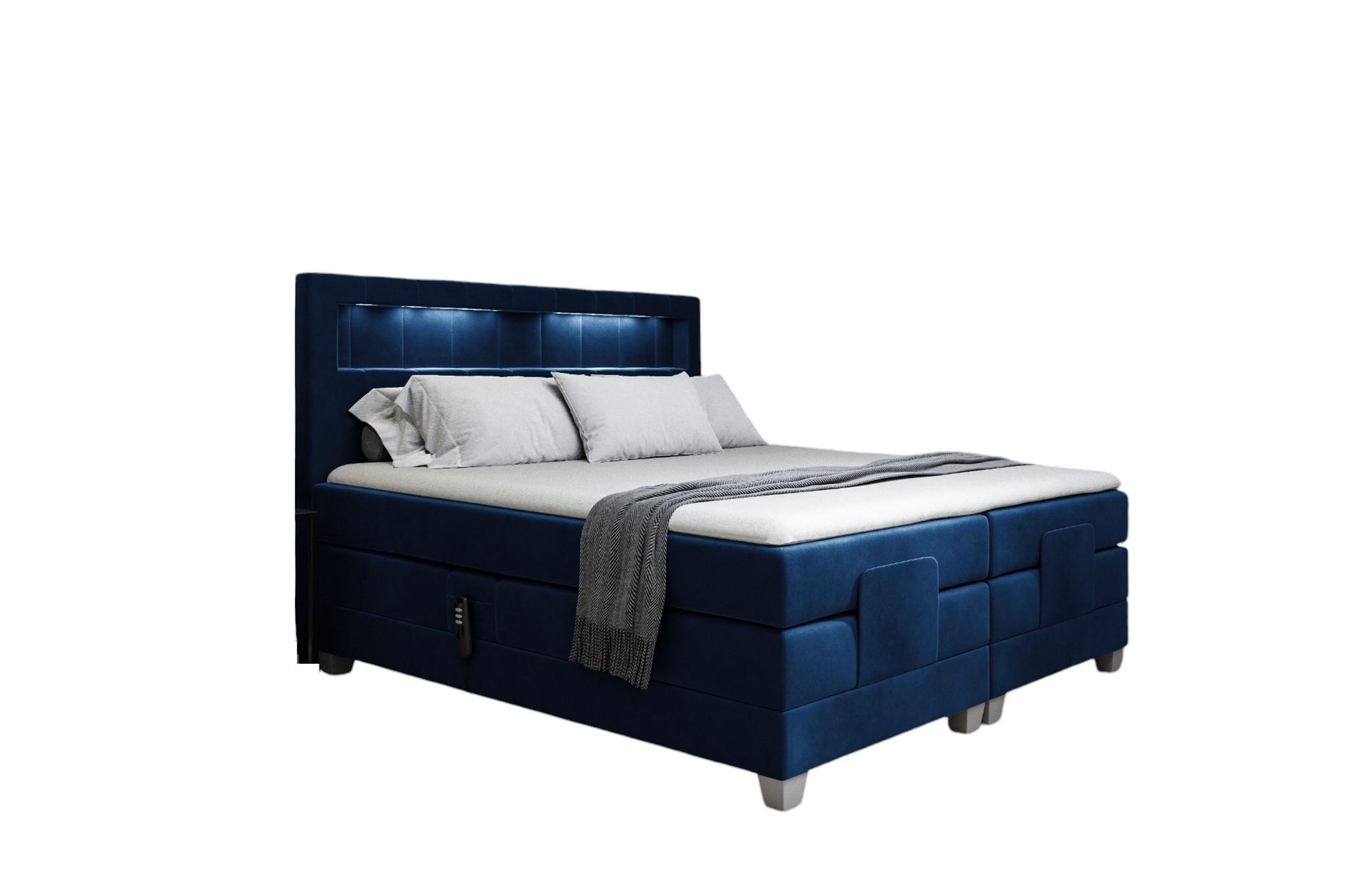 BOXSPRINGBETT Elektrisch Davide - Dunkelblau, Holzwerkstoff/Textil (180/200cm) - Fun Möbel