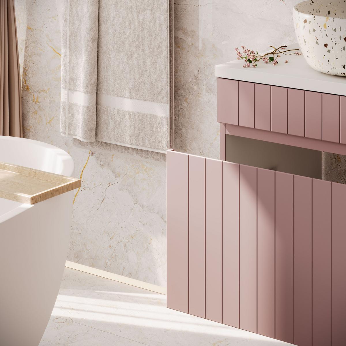BADEZIMMER-SET FLORIS - Rosa, Holzwerkstoff (80/46/45.6cm) - Lookway