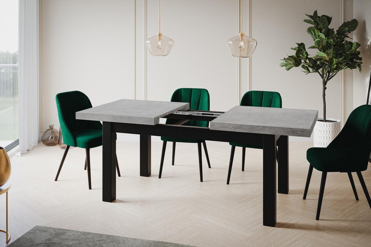 RECHTECKIGER Esstisch Ausziehbar – Moderner Wohnzimmertisch Küchentisch und Esszimmertisch – Tisch mit Holzbeinen, Maßen von 140 – 180 cm – Atelier - Schwarz/Grau, Holzwerkstoff (140/80/78cm) - Alpi-Möbel
