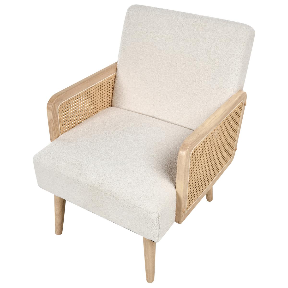 SESSEL Cremeweiß Hojby - Weiß/Braun, Textil (61/82/74cm) - Beliani