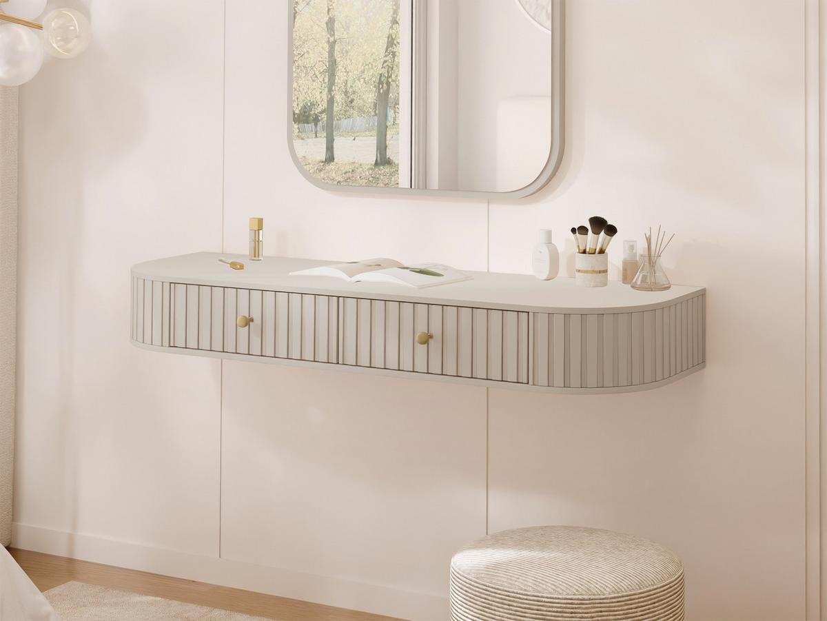 SCHMINKTISCH Sepiroz 2S - Sandfarben/Goldfarben, Holzwerkstoff/Metall (123/18/36cm) - MIRJAN24
