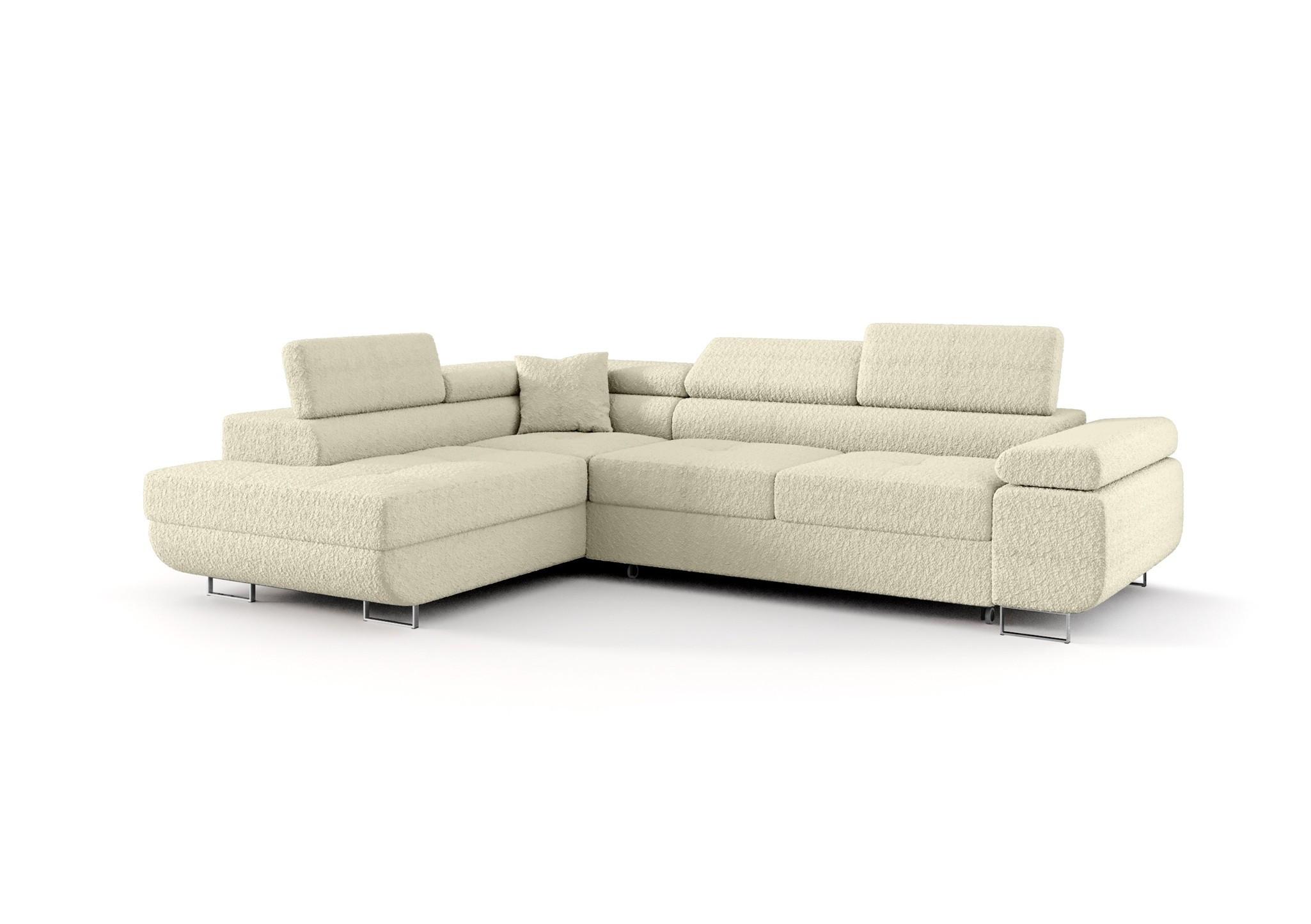 ECKSOFA Monaro Mit Schlaffunktion - Creme, Holzwerkstoff/Textil (202/275cm) - Fun Möbel