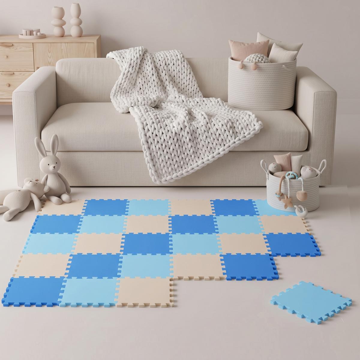 SPIELMATTE ab Null 270/90 cm Puzzlematte Hellblau - Multicolor, Kunststoff (30/30cm) - Littletom