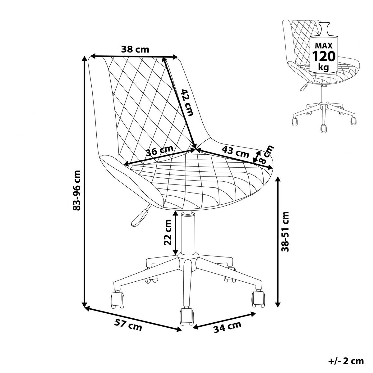 BÜROSTUHL Kunstleder Grau Maribel - Grau, Textil/Metall (57/83/57cm) - Beliani