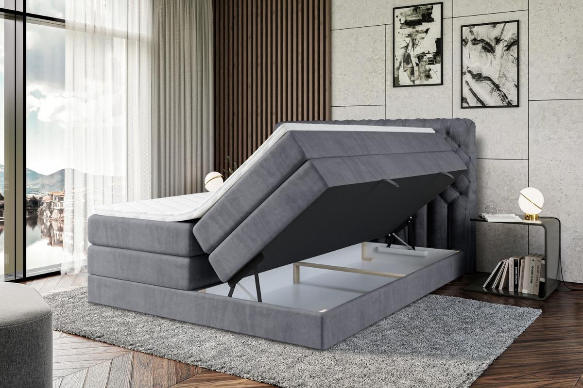 BOXSPRINGBETT BOXI8 KING - 200x200 - H3/H4 - Dunkelgrau - Dunkelgrau, Holzwerkstoff (200/200cm) - ALTDECOR