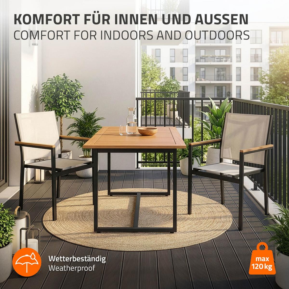 GARTENSTÜHLE 2er Set Beige aus Textilene mit Aluminiumgestell - Beige, Metall (56/85.5/53cm) - ML-DESIGN