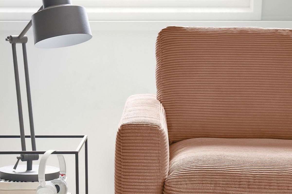 ECKSOFA CARA Braun Cord - Schwarz/Braun, Textil/Metall (272/190cm) - KAWOLA